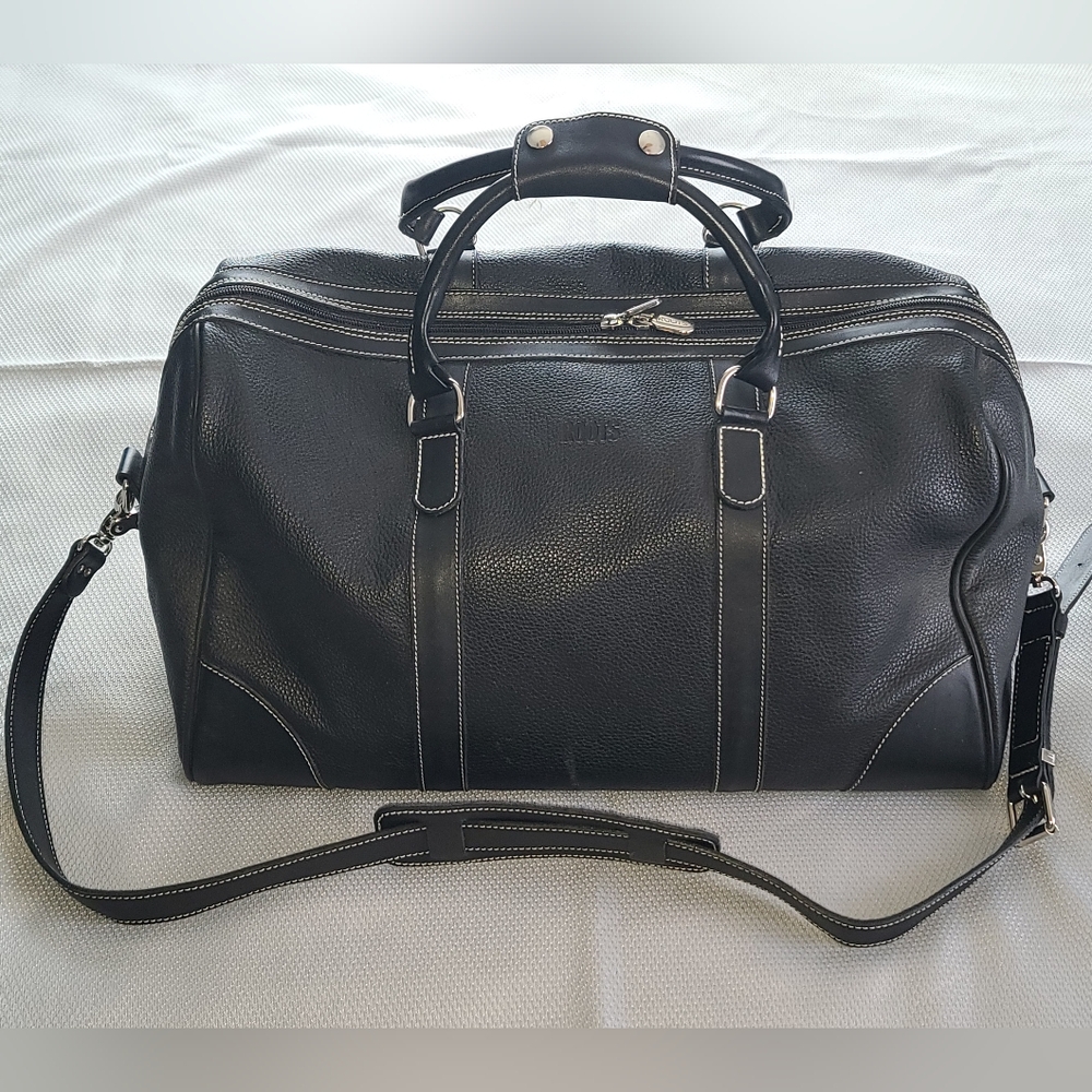 ROOTS Canada Black Leather Duffel Bag